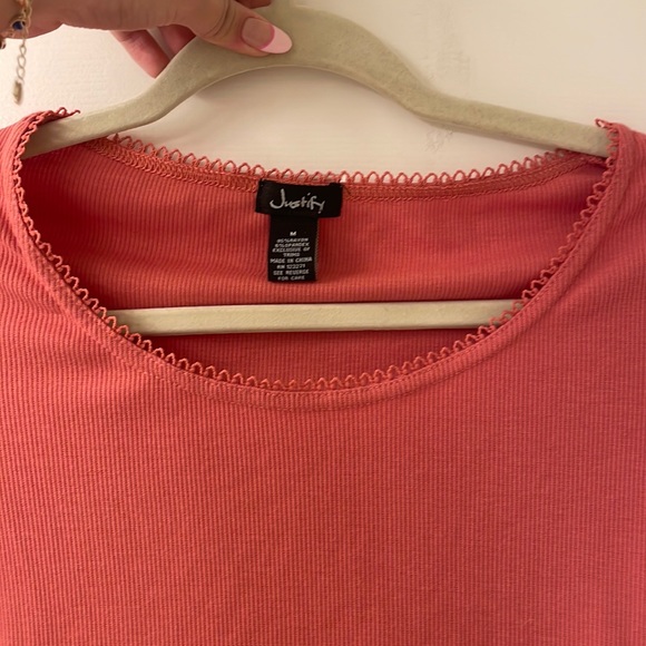 Orange Red Ribbed Top - Picture 3 of 4